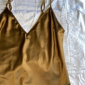 Brown silk cami slip top from Zara